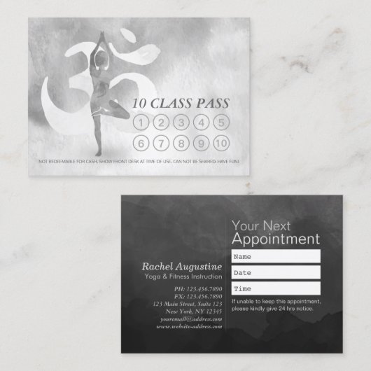 YOGA 10-klasse Pass Appointment Meditation Pose Om Klantenkaartje (Voorkant / Achterkant)