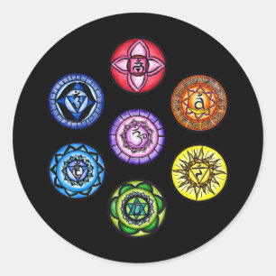 Yoga - 7 Chakra's Energie Ronde Sticker