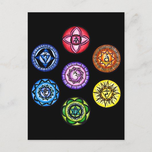 Yoga - 7 Chakras Energy Briefkaart (Voorkant)