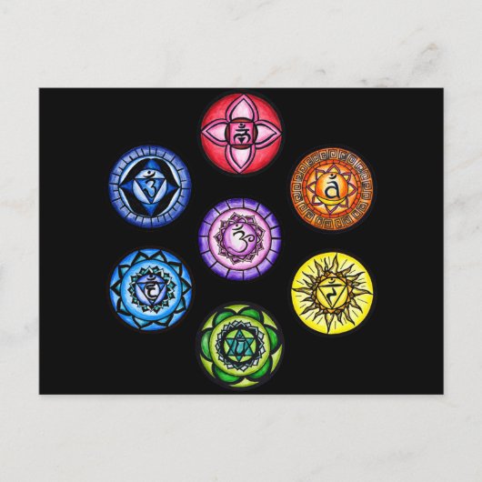 Yoga - 7 Chakras Energy Briefkaart (Voorkant)