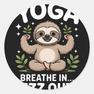 Yoga Adem In Zzz Uit Luiaard _2  Ronde Sticker