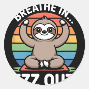 Yoga Adem In Zzz Uit Luiaard _3  Ronde Sticker
