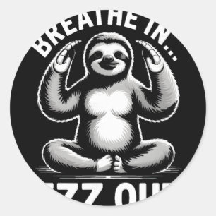 Yoga Adem In Zzz Uit Luiaard _5 Ronde Sticker