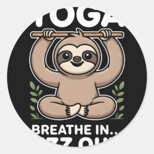 Yoga Adem In Zzz Uit Luiaard _7 Ronde Sticker