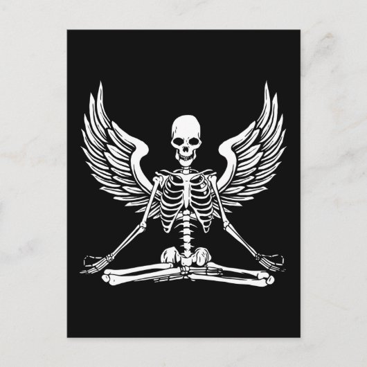 Yoga Aesthetische Gothic Wings Meditate Skeleton A Briefkaart (Voorkant)