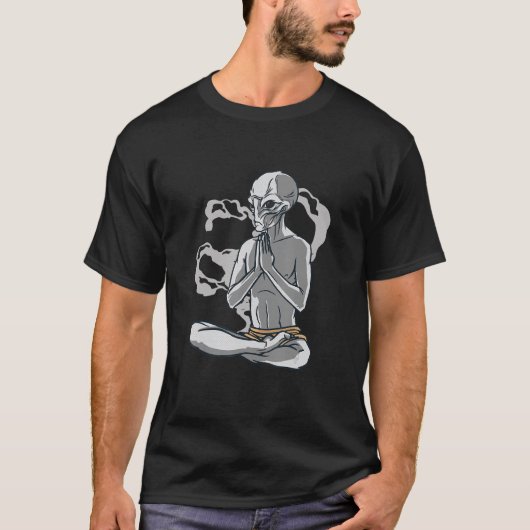 Yoga Alien Meditatie T-shirt (Voorkant)