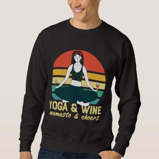 Yoga & amp Wine Retro Wijn Drink Trui (Voorkant)