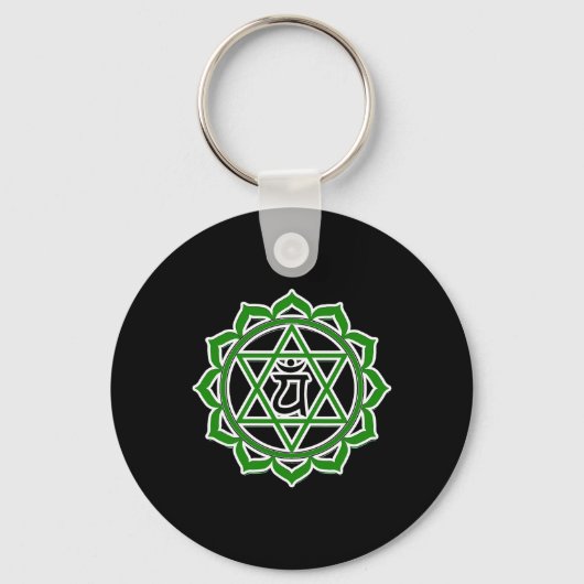 Yoga Anahata Hart Groen Chakra Sleutelhanger (Voorkant)