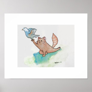 Yoga-Art Cat in Pigeon Poster
