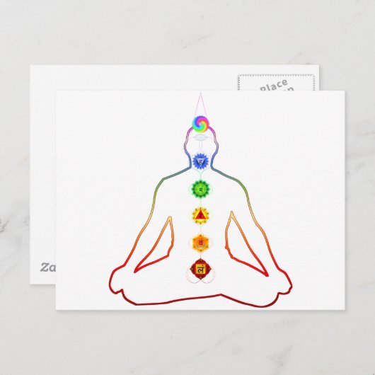Yoga Asana Siddhasana Pose met 7 Chakras Briefkaart (Voorkant / Achterkant)