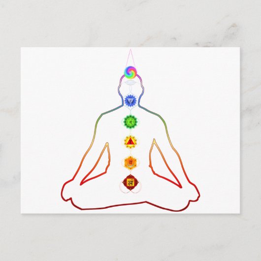 Yoga Asana Siddhasana Pose met 7 Chakras Briefkaart (Voorkant)