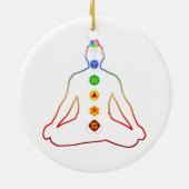 Yoga Asana Siddhasana Pose met 7 Chakras Keramisch Ornament (Achterkant)