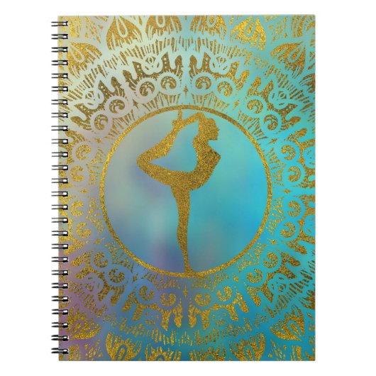Yoga Asana-symbool in Gold Mandala Notitieboek (Voorkant)