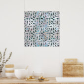 Yoga Asanas/Poses patroon Labradorite op parelaas Poster (Keuken)