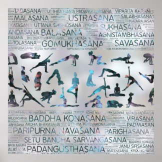 Yoga Asanas/Poses Sanskrit Word Art Labradorite Poster