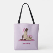 Yoga Badass Workout Kitty Cat Aangepaste Naam Yoga Tote Bag (Achterkant)