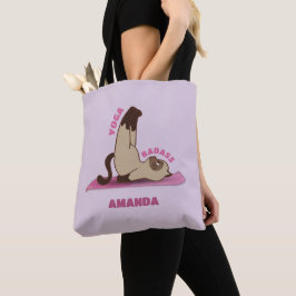 Yoga Badass Workout Kitty Cat Aangepaste Naam Yoga Tote Bag