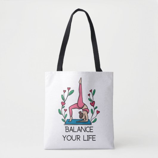 Yoga balanceert je levendame in roze poedie yoga tote bag (Voorkant)