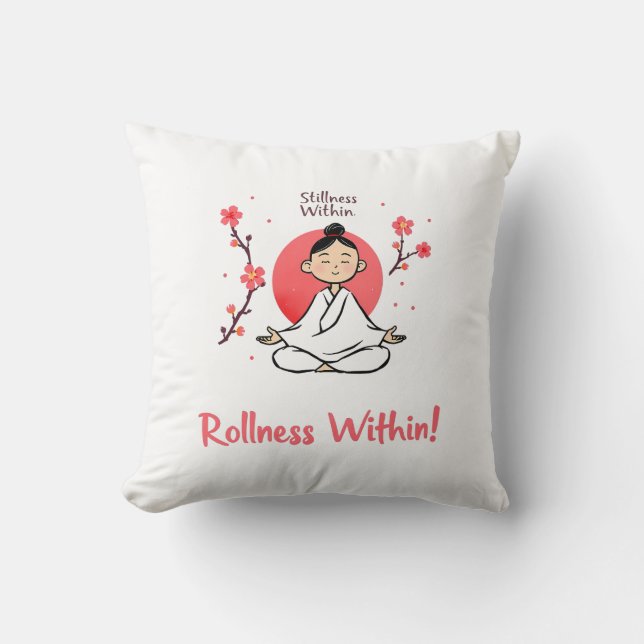 Yoga Balans Design - 'Stilheid Binnen Rolheid ' Kussen (Voorkant)