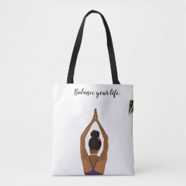 Yoga Balans van je vrouw die een yoga-Canvas tas v