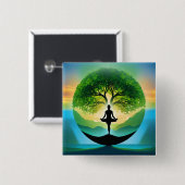 Yoga bemiddeling vierkante button 5,1 cm (Voorkant /achterkant)