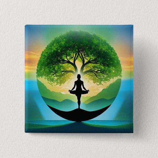 Yoga bemiddeling vierkante button 5,1 cm (Voorkant)