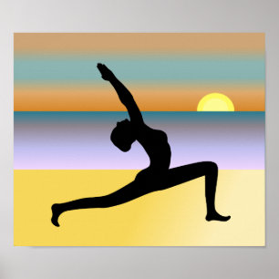 Yoga bij het Beach Yoga Pose Poster Print