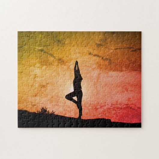 YOGA BIJ ZONSONDERGANG LEGPUZZEL (Horizontaal)