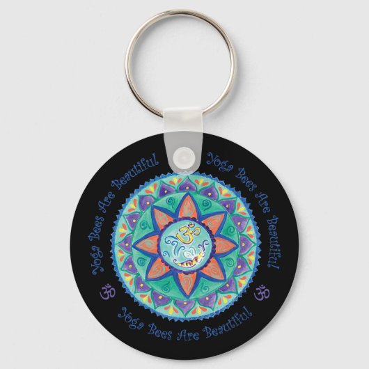 Yoga Bijen Om Mandala  Sleutelhanger (Voorkant)