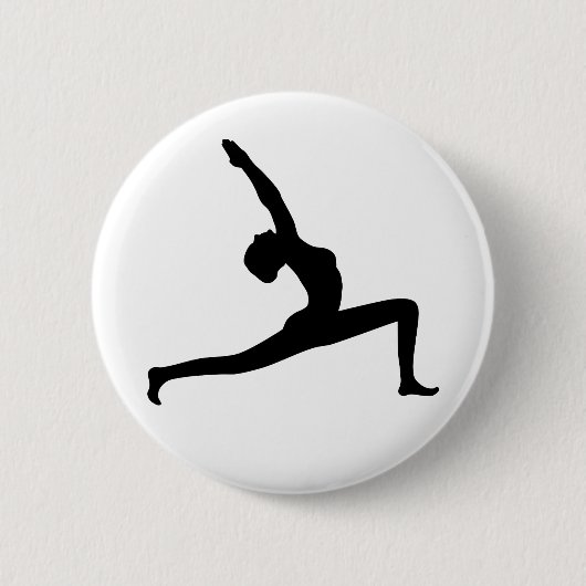Yoga Black Silhouette Woman Posing Round Button (Voorkant)