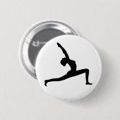 Yoga Black Silhouette Woman Posing Round Button (Voorkant /achterkant)