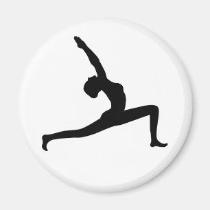 Yoga Black Silhouette Woman Posing Round Magnets Magneet