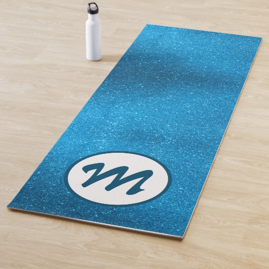 Yoga Blauwgroen Blauw Glitter Girly Monogram Goude Yogamat (In situ)