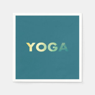 Yoga Blauwgroen Gele tekst Servet