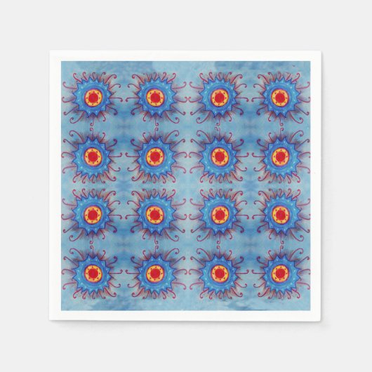 Yoga Blue Mandala Patroon Papieren servetten (Voorkant)