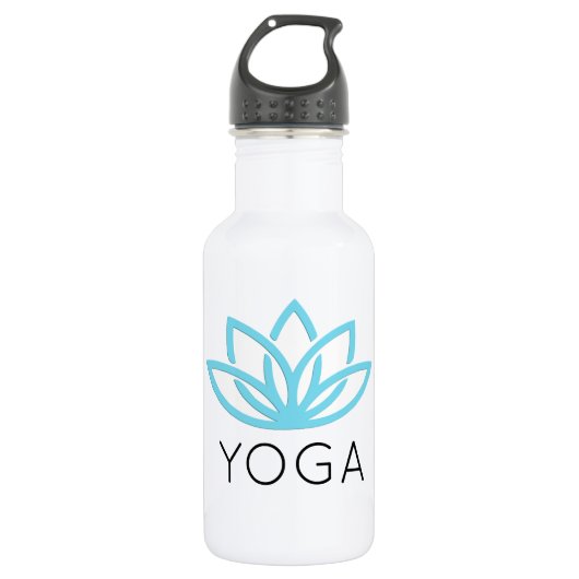 Yoga Blue Simple Lotus Waterfles Waterfles (Voorkant)