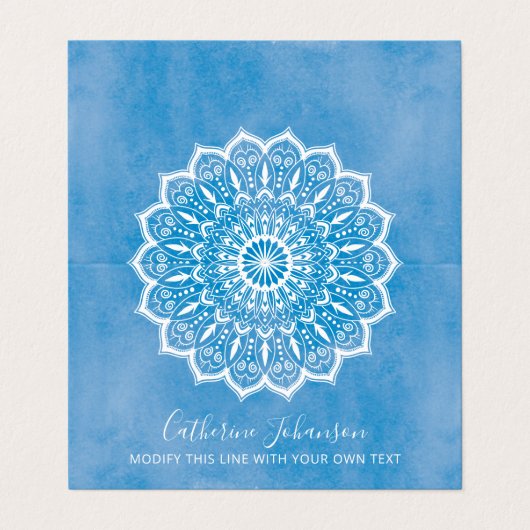 Yoga Blue waterverf Holistic, Mandala Handtekening Visitekaartje (Buitenkant ongevouwen)