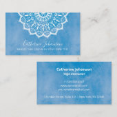 Yoga Blue Waterverf, Mandala Hand getekend Visitekaartje (Voorkant / Achterkant)