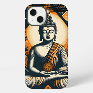 Yoga Boeddha in oranje en zwart iPhone 13 Hoesje