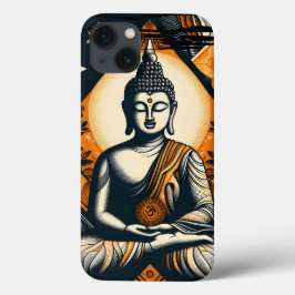 Yoga Boeddha in sinaasappel en zwart Case-Mate iPhone Case