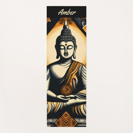 Yoga Boeddha in sinaasappel en zwart Yogamat (Voorkant)