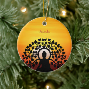 Yoga Boeddha Mediation Sunset Namaste gepersonalis Keramisch Ornament