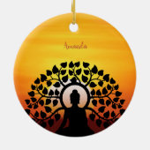 Yoga Boeddha Mediation Sunset Namaste gepersonalis Keramisch Ornament (Achterkant)