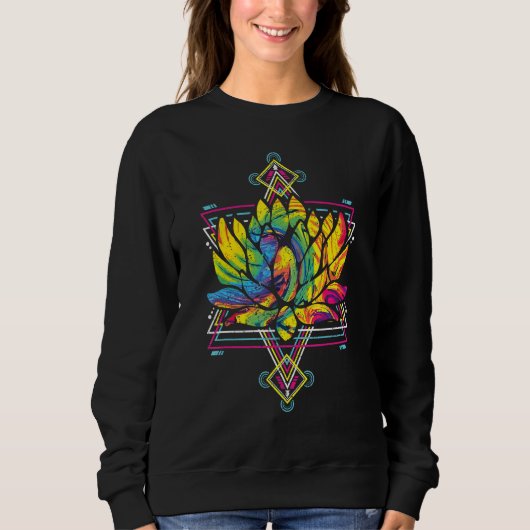 Yoga Boho Flower Blossom Sacred Geometry Lotus Trui (Voorkant)