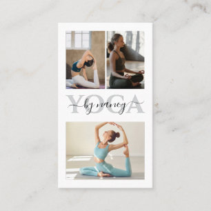 Yoga Bold Typografie Fotocollage QR Code Visitekaartje
