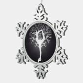 Yoga-boom in zwart-wit tin sneeuwvlok ornament (Rechts)