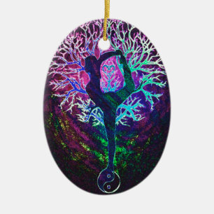 Yoga Boom Vrede Regenboog Keramisch Ornament