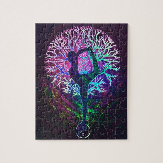 Yoga Boom Vredes Regenboog Legpuzzel (Verticaal)