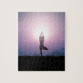 Yoga Boomhouding Vrksasana Zwart Paars Legpuzzel