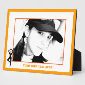 Yoga boomhouding zwart, oranje custom fotoplaat (Zijkant)